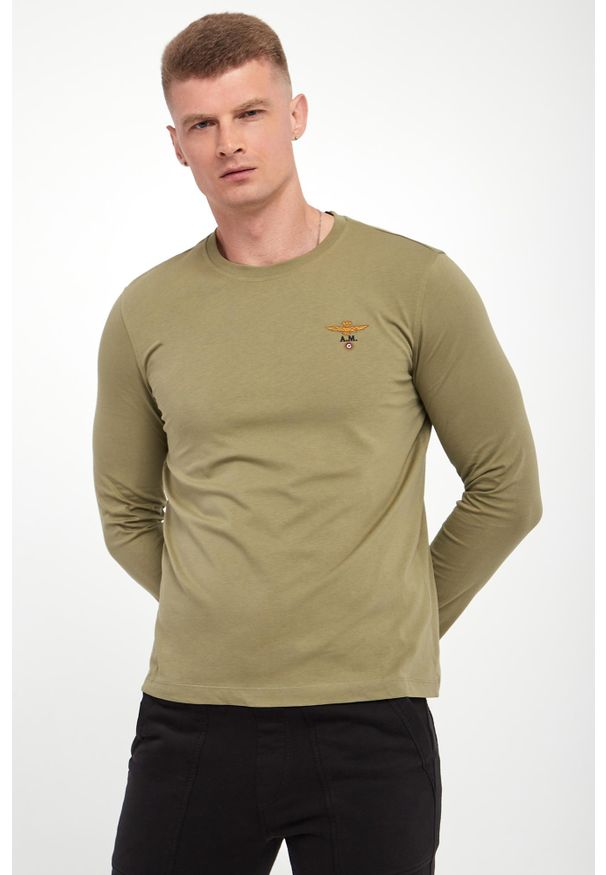 Aeronautica Militare - Longsleeve męski z logo AERONAUTICA MILITARE. Długość rękawa: długi rękaw