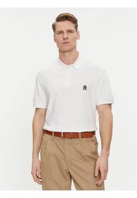 TOMMY HILFIGER - Tommy Hilfiger Polo Interlock MW0MW34783 Biały Regular Fit. Typ kołnierza: polo. Kolor: biały. Materiał: bawełna