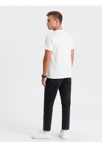 Ombre Clothing - T-shirt męski klasyczny bawełniany BASIC - biały V14 OM-TSBS-0146 - XXL. Kolor: biały. Materiał: bawełna. Styl: klasyczny #4