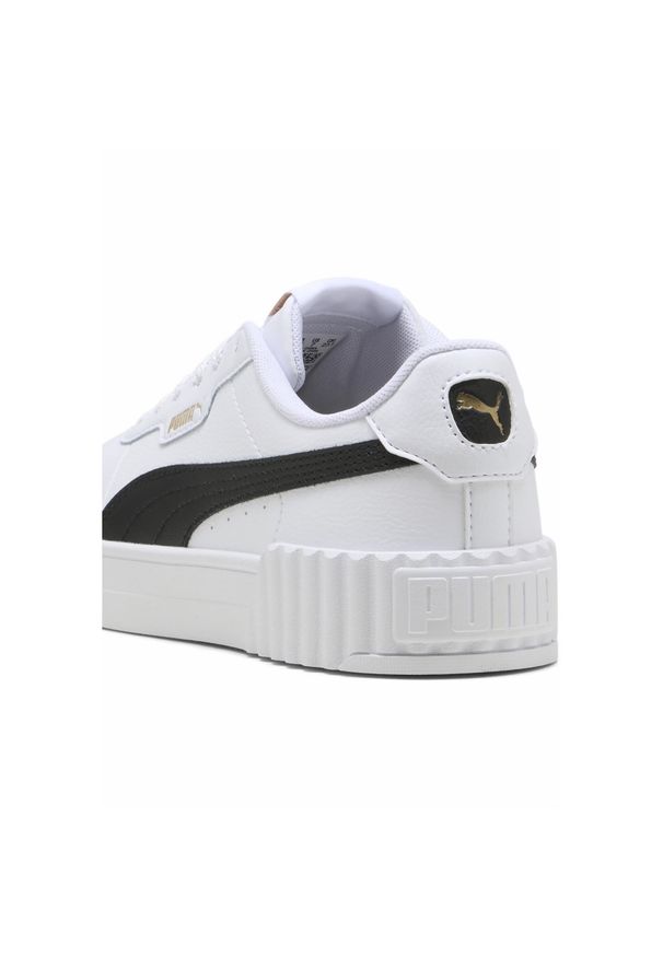 Puma - Damskie sneakersy Carina 3.0 PUMA White Black Gold. Okazja: na plażę. Kolor: czarny, biały, żółty, wielokolorowy. Sezon: lato. Styl: klasyczny