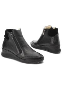 Czarne Botki Pollonus Damskie Wygodne Obuwie na Jesień. Okazja: na co dzień. Zapięcie: zamek. Kolor: czarny. Materiał: skóra. Sezon: jesień. Styl: casual, elegancki #6