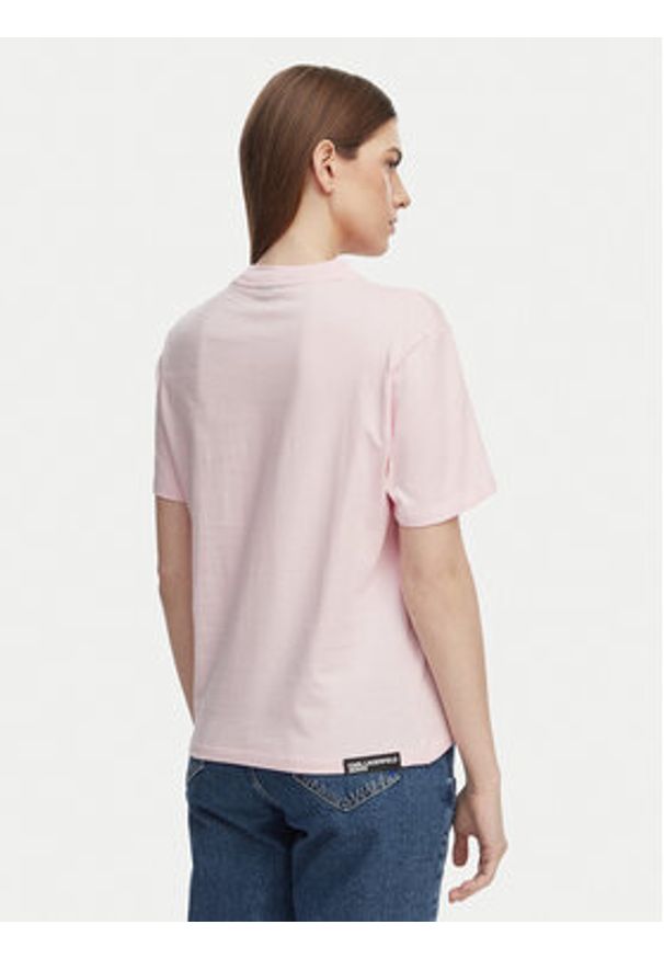 Karl Lagerfeld Jeans T-Shirt A1W17031 Różowy jasny Regular Fit. Kolor: różowy. Materiał: bawełna