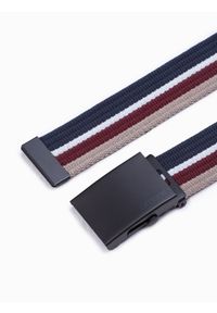 Ombre Clothing - Pasek męski parciany - granatowy V1. Kolor: niebieski