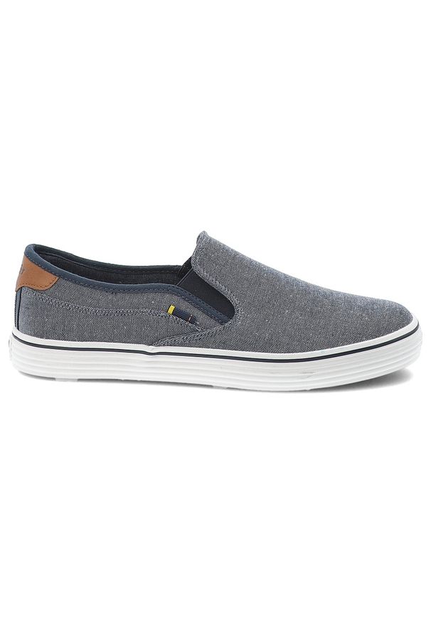 Szare Tenisówki Wrangler Wsuwane Obuwie Męskie. Okazja: na spacer, na co dzień. Zapięcie: bez zapięcia. Kolor: szary. Materiał: materiał, jeans, denim. Szerokość cholewki: normalna. Styl: casual