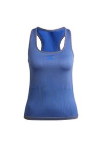 Adidas - Top AEROKNIT. Kolor: niebieski. Materiał: skóra, materiał. Długość rękawa: bez rękawów. Sport: fitness