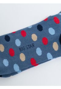 Big-Star - Skarpety męskie bawełniane w kropki Doriano 401. Kolor: niebieski. Materiał: bawełna. Wzór: kropki