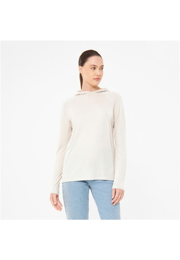 Viking - Logsleeve z kapturem damski VIKING Canby Bamboo. Typ kołnierza: kaptur. Kolor: beżowy. Styl: sportowy. Sport: turystyka piesza