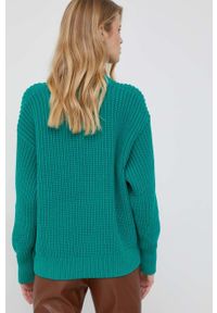 TOMMY HILFIGER - Tommy Hilfiger sweter damski kolor zielony ciepły. Kolor: zielony. Materiał: bawełna, dzianina #4