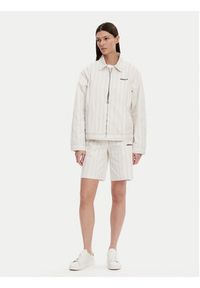 Adidas - adidas Bermudy Pinstripe JC7684 Biały Loose Fit. Kolor: biały. Materiał: bawełna #4