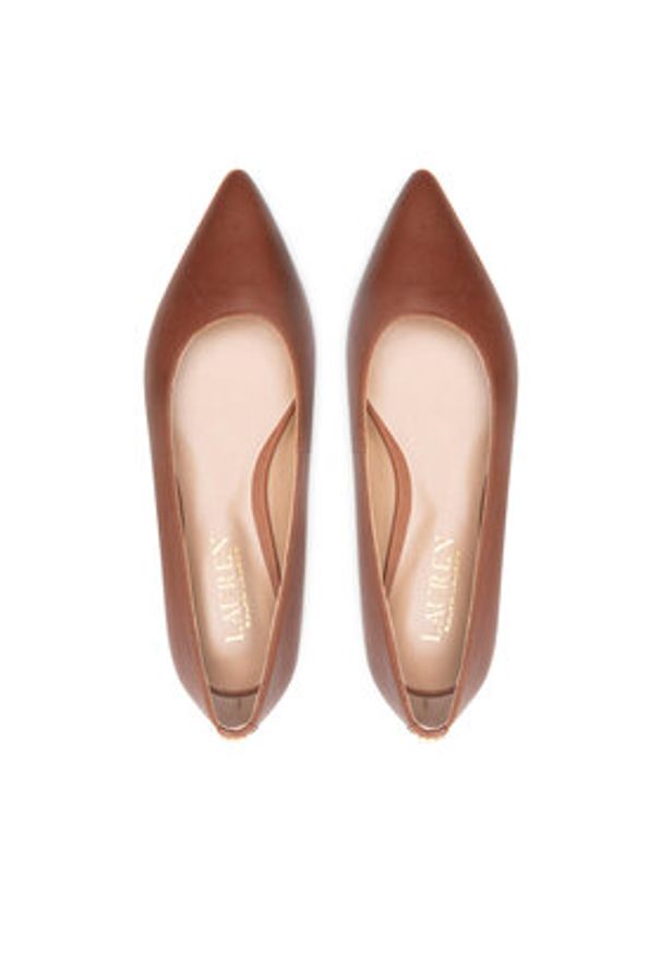 Lauren Ralph Lauren - LAUREN RALPH LAUREN Baleriny Londyn 802862706002 Brązowy. Kolor: brązowy. Materiał: skóra