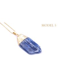 Brazi Druse Jewelry - Naszyjnik Kyanit Niebieski złocony. Materiał: z mosiądzu, pozłacane, złote, srebrne. Kolor: niebieski #8