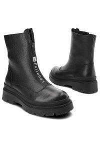 Czarne Botki Pollonus Ocieplane Buty Damskie. Kolor: czarny. Materiał: syntetyk, futro, skóra. Szerokość cholewki: normalna. Wzór: aplikacja. Sezon: zima. Styl: elegancki