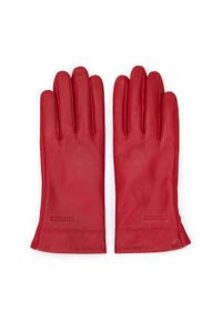 Wittchen - Damskie rękawiczki skórzane z wyszytym wzorem czerwone. Kolor: czerwony. Materiał: skóra. Wzór: aplikacja. Styl: elegancki