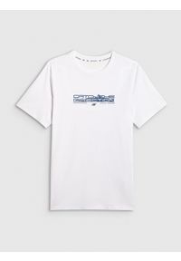 4f - 4F T-shirt regular z nadrukiem męski - biały L. Okazja: na co dzień. Kolor: biały. Materiał: bawełna, dzianina. Wzór: nadruk. Styl: casual #1