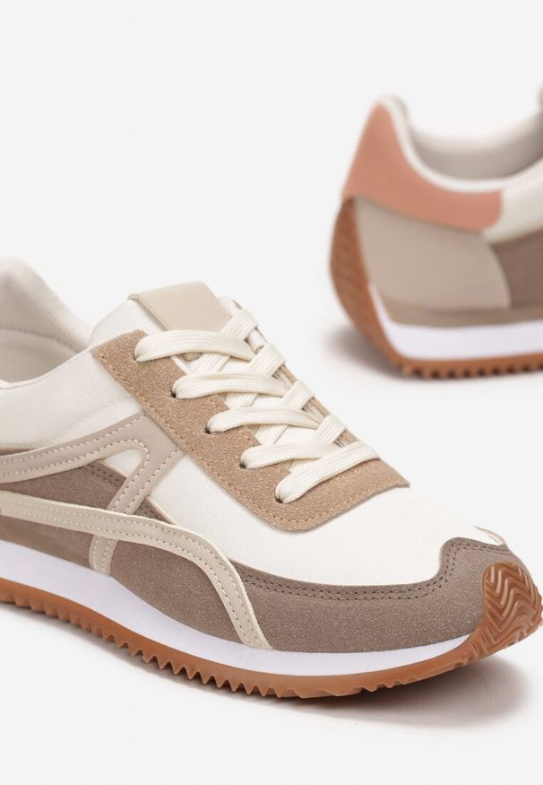 Renee - Ciemnobeżowe Sneakersy przed Kostkę z Sznurowaniem Virani. Wysokość cholewki: przed kostkę. Kolor: beżowy