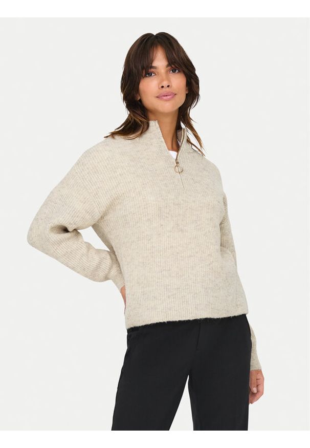 only - ONLY Sweter Tokyo 15317865 Beżowy Standard Fit. Kolor: beżowy. Materiał: syntetyk