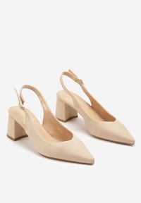 Born2be - Beżowe Sandały na Niskim Słupku ze Szpiczastym Noskiem Ninitea. Okazja: na co dzień. Nosek buta: szpiczasty. Zapięcie: pasek. Kolor: beżowy. Materiał: jeans. Sezon: wiosna, lato. Obcas: na słupku. Styl: casual, elegancki #3