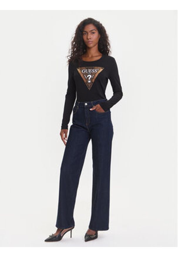 Guess Bluzka W5BI75 J1314 Czarny Regular Fit. Kolor: czarny. Materiał: bawełna