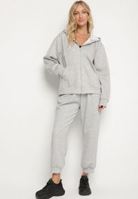 Born2be - Szary Komplet Dresowy Rozpinana Bluza i Spodnie Joggery z Bawełną Anarrise. Kolor: szary. Materiał: dresówka, bawełna