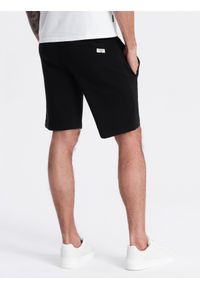 Ombre Clothing - Dzianinowe męskie spodenki ze ściągaczem i kieszeniami - czarne V5 OM-SRBS-0139 - XXL. Kolor: czarny. Materiał: dzianina. Styl: wakacyjny #9