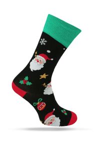 Świąteczne Skarpetki - Alties - Mikołaj na Czarnym Tle. Kolor: wielokolorowy. Materiał: poliester, bawełna, elastan #1