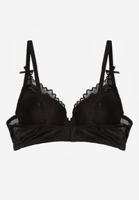 Born2be - Czarny Koronkowy Biustonosz z Ozdobnymi Kokardkami na Ramiączkach Aeleolopei. Kolor: czarny. Materiał: koronka. Wzór: koronka, aplikacja #7