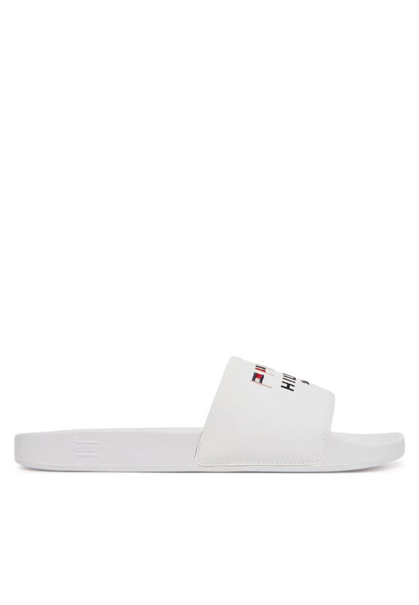 TOMMY HILFIGER - Tommy Hilfiger Klapki Flags Pool Slide FM0FM05431 Biały. Kolor: biały. Materiał: skóra