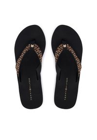 TOMMY HILFIGER - Tommy Hilfiger Japonki Wedge Summer Sandal Mono FW0FW09698 Czarny. Kolor: czarny. Materiał: materiał #1