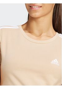 Adidas - adidas T-Shirt Essentials 3-Stripes IR6114 Beżowy Slim Fit. Kolor: beżowy. Materiał: bawełna #5
