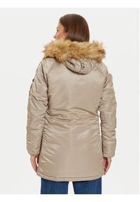 Alpha Industries Parka 113007 Brązowy Regular Fit. Kolor: brązowy. Materiał: syntetyk