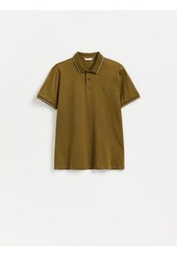Reserved - Bwełniana koszulka polo slim - jasnozielony. Typ kołnierza: polo. Kolor: zielony. Materiał: bawełna, dzianina #1