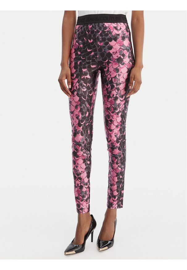 Versace Jeans Couture Legginsy 80HAC101 JS552 Różowy Slim Fit. Kolor: różowy. Materiał: syntetyk
