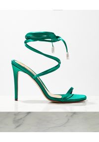 ALEXANDRE VAUTHIER - Zielone sandały na szpilce Amina. Zapięcie: pasek. Kolor: zielony. Materiał: satyna. Wzór: aplikacja, paski. Obcas: na szpilce. Styl: elegancki #2