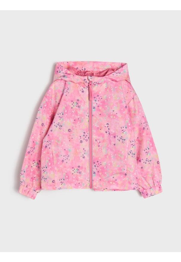 Sinsay - Wzorzytsa kurtka wiatrówka z kapturem i odblaskowym zamkiem - wielobarwny. Typ kołnierza: kaptur