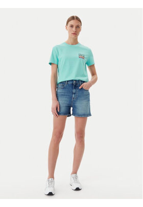 Quiksilver T-Shirt EQWZT03181 Turkusowy Relaxed Fit. Kolor: turkusowy. Materiał: bawełna