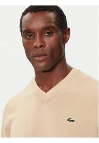 Lacoste Sweter AH1951 Beżowy Regular Fit. Kolor: beżowy. Materiał: bawełna #3