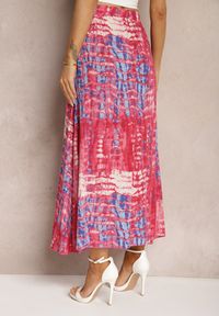 Renee - Różowa Rozkloszowana Spódnica z Wiskozy z Nieodpinanymi Ozdobnymi Guzikami Zafina. Okazja: na co dzień. Kolor: różowy. Materiał: wiskoza. Styl: elegancki, casual #4