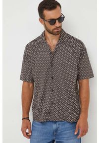 BOSS koszula męska kolor beżowy relaxed. Kolor: beżowy. Materiał: tkanina. Długość rękawa: krótki rękaw. Długość: krótkie #1