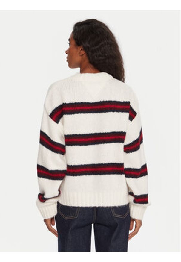Tommy Jeans Sweter Badge DW0DW21679 Écru Relaxed Fit. Materiał: syntetyk