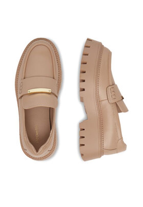 DeeZee Loafersy HY19001-2 Beżowy. Kolor: beżowy. Materiał: skóra