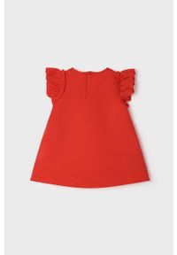 Mayoral Sukienka dziecięca kolor czerwony mini prosta. Okazja: na co dzień. Kolor: czerwony. Długość rękawa: krótki rękaw. Wzór: nadruk. Typ sukienki: proste. Styl: casual. Długość: mini