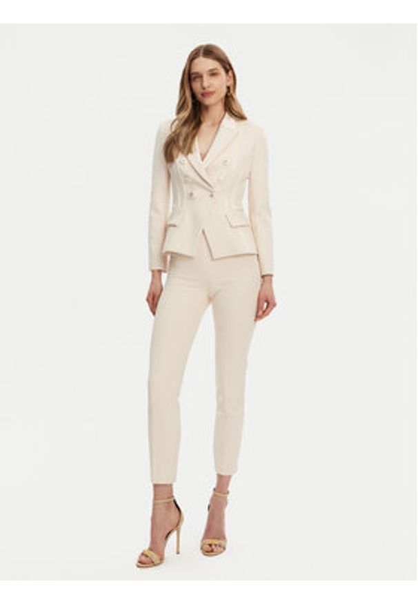 Elisabetta Franchi Spodnie materiałowe PA-077-51E2-V320 Écru Regular Fit. Materiał: syntetyk