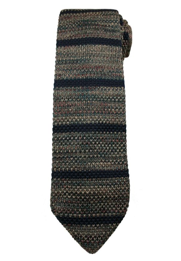 Alties - Casualowy, Dziergany Krawat Męski Knit - Melanż. Okazja: na co dzień. Kolor: wielokolorowy. Materiał: dziergany. Wzór: melanż. Styl: casual