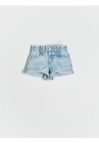 Reserved - Jeansowe szorty paperbag - niebieski. Kolor: niebieski. Materiał: jeans #1