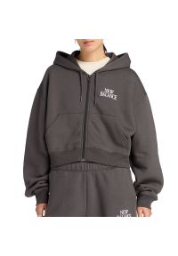 Bluza damska New Balance WJ61W2EEABR - szara. Okazja: na co dzień. Kolor: szary. Materiał: poliester, bawełna, materiał, dresówka. Wzór: ze splotem. Styl: casual, klasyczny #1