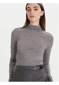 Calvin Klein Sweter LV044D239G Szary Slim Fit. Kolor: szary. Materiał: wełna