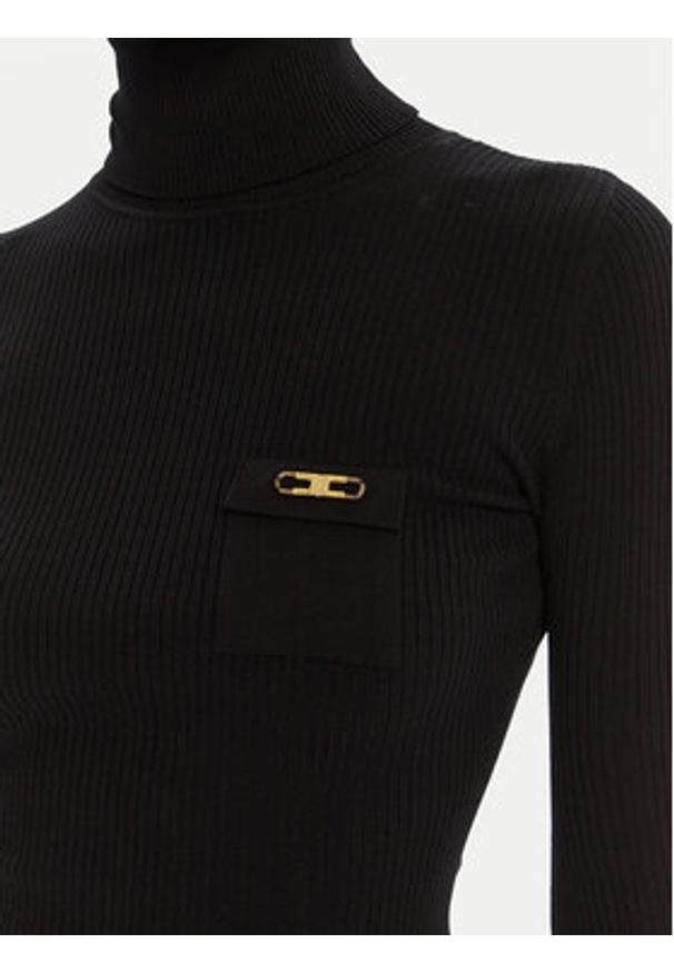 Elisabetta Franchi Golf MK-11B-56E2-V290 Czarny Slim Fit. Typ kołnierza: golf. Kolor: czarny. Materiał: syntetyk