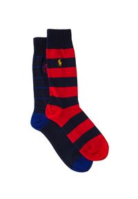 Polo Ralph Lauren - Skarpety POLO RALPH LAUREN 2 PACK. Kolor: wielokolorowy, niebieski, czerwony. Materiał: włókno, elastan, bawełna, syntetyk, prążkowany. Wzór: paski, haft, aplikacja