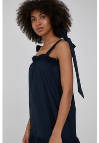 XT Studio sukienka bawełniana kolor granatowy mini rozkloszowana. Kolor: niebieski. Materiał: bawełna. Długość rękawa: na ramiączkach. Typ sukienki: rozkloszowane. Długość: mini