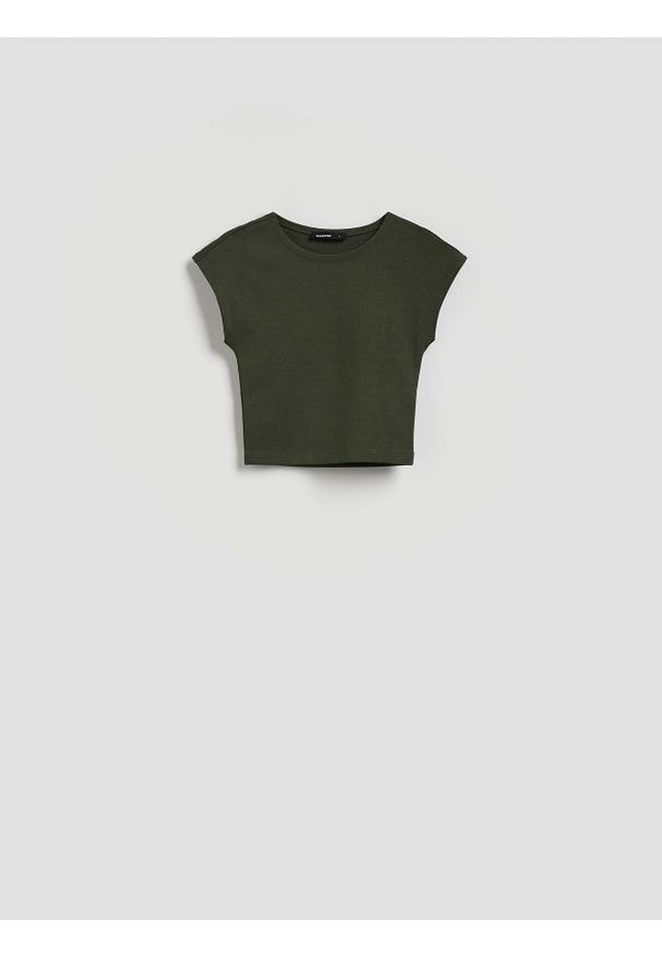 Reserved - Dzianinowy top z modalem - jasny zielony. Kolor: zielony. Materiał: dzianina